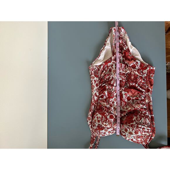 Unbranded womens one piece bathing suit size S red print built in bra - Picture 8 of 8